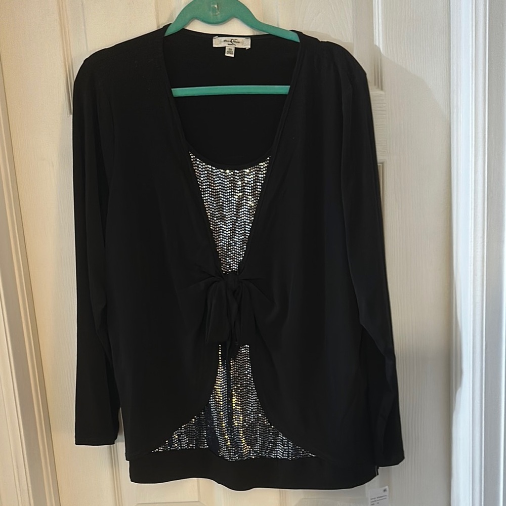Chic Black Women's Top with Sequin Detail